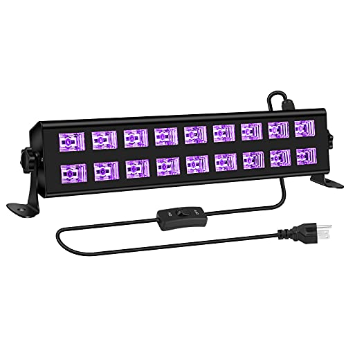 Black Light Bar Glow Party - 54W 18LEDs Powerful UV Black Light Glow in The Dark Party Supplies for Blacklights Party Body Paint Birthday Music Dance Nightclub Halloween Christmas Stage Lighting