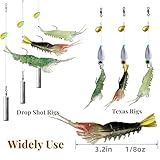 DAMIDEL 30Pcs Simulation Shrimp Saltwater Fishing Soft Plastic Lures Bait Kit, Lumionous Shrimp Lures Set Universal Size 3.2in, 1/8oz, Shrimp Fishing Tackle for Bass