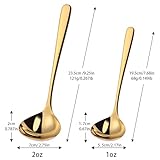 Mafier 9.5 Inch Gold Ladle Spoons SUS304 Stainless Steel Soup Ladle 2 oz. Gravy Sauce Kitchen Ladle for serving(Set of 2)