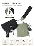 Telena Mini Zip Around Wristlet Wallets for Women Coin Purse Keychain Dual Pouch Wallet Green Black