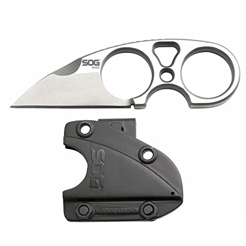 SOG Small Fixed Blade Knives - Snarl 2.3 Inch Sheepsfoot Blade, Belt Knife and Boot Knife w/Survival Knife Sheath and Neck Knife Chain (JB01K-CP)