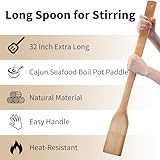 32 Inch Stirring Long Handle Bamboo Spoons Wooden Stir Sticks Extra Wide Kitchen Aid Bamboo Spatula Flat Paddle for Cajun Crawfish Seafood Cooking.