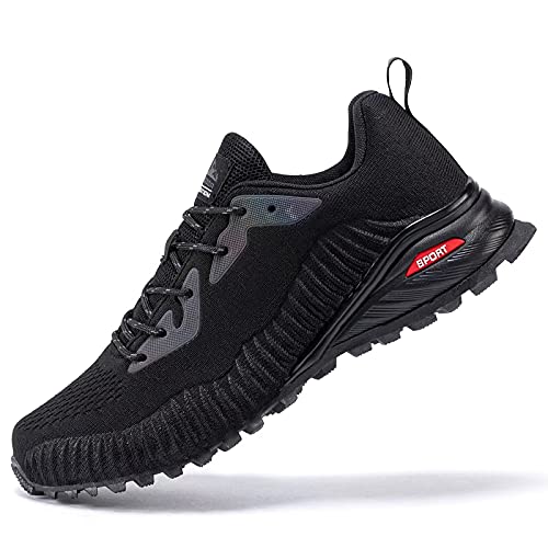 Kricely Men's Trail Running Shoes Fashion Hiking Sneakers for Men Black Tennis Cross Training Shoe Mens Casual Outdoor Walking Footwear Size 12