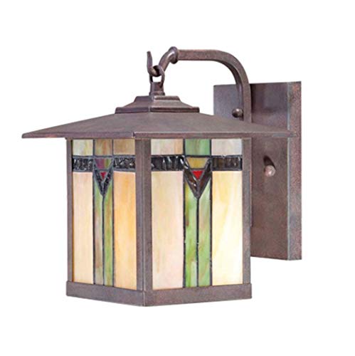 Tiffany Style Outdoor Wall Lights Stained Glass Corridor Wall Lamp Vintage Outdoor Balcony Aisle Hallway Wall Sconce Lighting,E27,110-240V(18 * 20 * 23Cm)