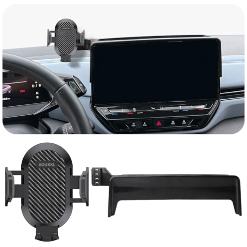 AOUKKL Car Phone Holder with Glasses Case Fits for Volkswagen ID.4 VW ID4 2020-2024 Accessories(Only fit for 12-Inch Screen),Thick Cases Friendly,Cell Phone Mount for 4.7-7 in Phones