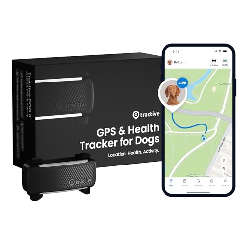 Tractive GPS Dog Tracker (2025 Release) | Real-time Pet Location Tracker | Health & Wellness Alerts | Virtual Fence for Dogs | Bark Monitoring | Dog Collar Attachment (Black)