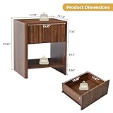 affeivul Mid Century Modern Night Stand Set 2 with Drawer, Farmhouse Nightstand for Bedroom, Small End Table with Storage, Living Room/Bed Side Table for Small Spaces, Fluted Cabinet Wood Nightstand