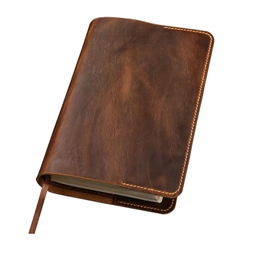 Distressed Leather Bible cover case for KJV Standard GP Editions,Standard Size Bible leather holy bible book,King James Version Christian gifts for men women, ONLY fits 8.9” x 5.7” x 1.7” Bible