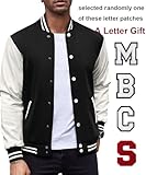 COOFANDY Mens Slim Fit Varsity Jacket Casual Baseball Jackets Lightweight Black/White Medium