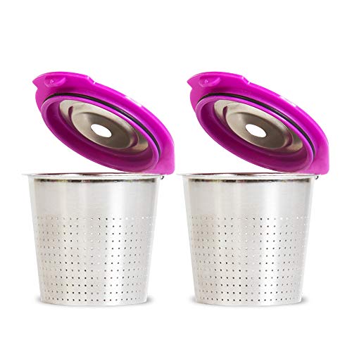 Cafe Flow Stainless Steel Reusable K Cup, 2-Pk by Perfect Pod - Refillable Capsule Cup Metal Coffee Filter for Keurig 1.0, Keurig 2.0, K-Duo, K-Mini and Select Models (See Full Compatibility Chart)