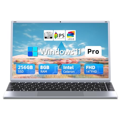 BLUEING 14" Laptop Computer, Windows 11 Laptop for MS Office, 8GB RAM 256GB SSD, Intel Pentium Quad-Core Processor(Up to 2.64GHz), 1080P FHD IPS, Wi-Fi 5, BT5.0, HDMI, Students, Lightweight
