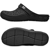 boaonda Women's Garden Clogs - Breathable Recovery Shoes, Comfortable Slip-On Beach Slippers, Waterproof Clogs with Removable Cushioned Footbed, Non-Slip Outsole for Casual Wear Black