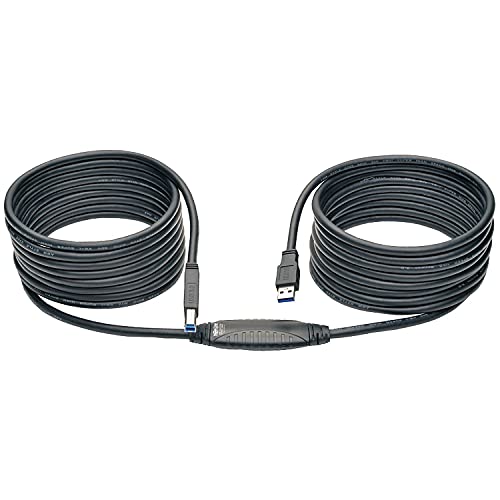 Tripp Lite USB 3.0 SuperSpeed Active Repeater Cable (AB M/M) 25-ft. (U328-025), Black
