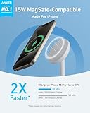 Anker MagGo iPhone 16 MagSafe-Compatible Wireless Charger Stand, 15W Fast Magnetic Wireless Charging Station, Qi2 Certified 360° Charger, for iPhone 16/15/14/13/12 Series and AirPods (No AC Adapter)