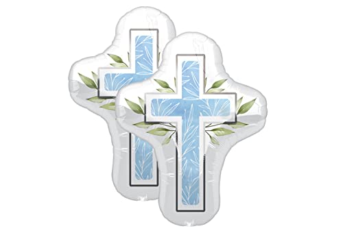 Set of 2 Blue Cross 28" Religious Foil Party Balloons