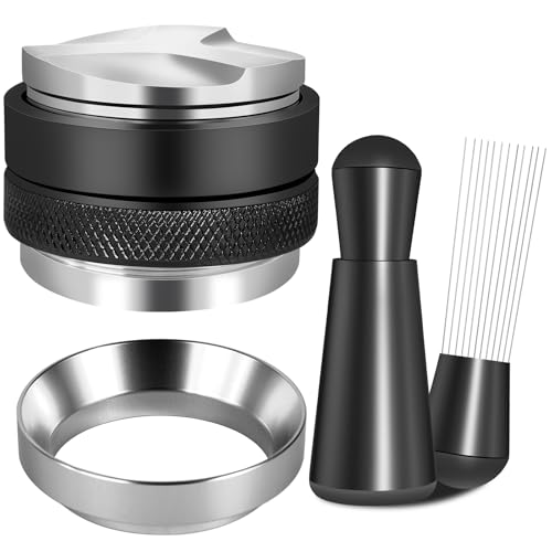Reoszeank 51mm Espresso Accessories Kit, Coffee Distributor and Tamper Leveler, WDT Tool and Dosing Funnel Set Fits 51 mm Espresso Machines and Portafilters