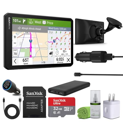 Garmin Dezl OTR720 GPS Truck Navigator 7" Large Display Touchscreen, Commercial GPS Navigation for Semi-Truck Driver Bundle with 32GB SD Memory Card + LCD Cleaning Kit + More Accessories