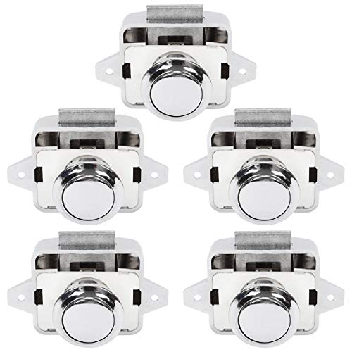 OCGIG 5 PCS Push Button Latch Cabinet Door Catch Keyless Cupboard Locks for RV Yachts Motorhome Camper Caravan