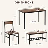 GarveeHome Dining Table Set for 4 with Bench, Kitchen Table Set with Bench, Dining Room Table Set with Storage Racks, Table and Chairs Set for Small Apartment, Kitchen, Dinette Table Set, Brown