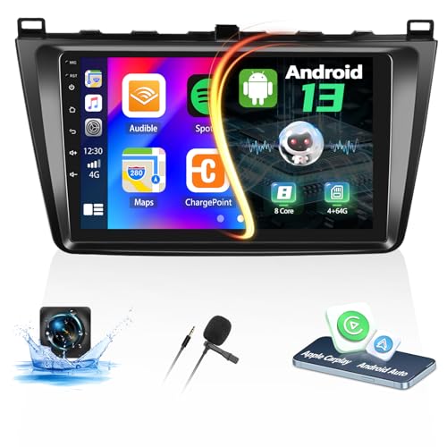 8-Core 4+64G Android Car Stereo for Mazda 6 2007-2012 with Carplay Android Auto 59 Theme 9 inch Touchscreen Bluetooth 5.0 FM/RDS Network Radio DSP 32EQ AI Voice GPS