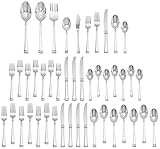 Mikasa Harmony 45-piece silverware set, 18/10 stainless steel cutlery set for 8, includes 5-piece serving utensils set