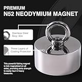 2000LB Powerful N52 Fishing Magnet – 360° Strong Neodymium Magnet for Magnet Fishing, Treasure Hunting & Salvage – Strong Fishing Magnets, Fish Magnet for Rivers, Lakes & Oceans