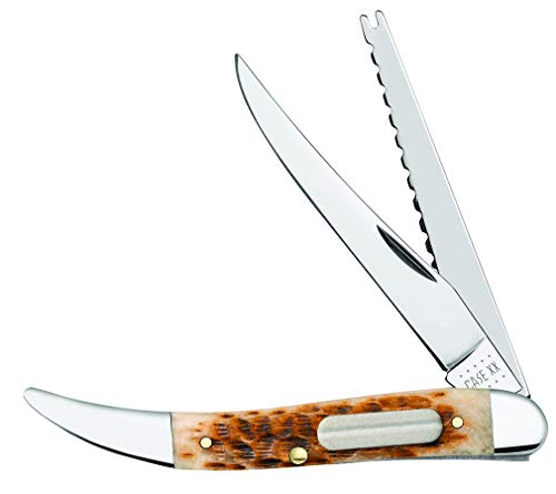 Case WR XX Pocket Knife Fishing Knife Amber Jig Bone Item #10726 - (620094F SS) - Length Closed: 4 1/4 Inches