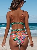 Hilinker Women's Leopard Bikini Swimsuits V Neck High Waisted 2 Piece Bathing Suits (as1, Alpha, xx_l, Regular, Regular, Coral)