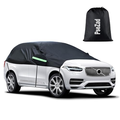 Universal SUV Half Car Cover Waterproof All Weather, Hail Protector Car Body Covers Outdoor Indoor for All Season Windproof Dustproof UV Resistant Snowproof Protect Your Windshield and Roof