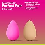 Beautyblender® | Original Pink + Nude Beauty Blender 2-Piece Bundle for Blending Foundations, Powders, and Creams, Super-Soft Foam for Streak-Free Application, Made in the USA, Reusable, Washable