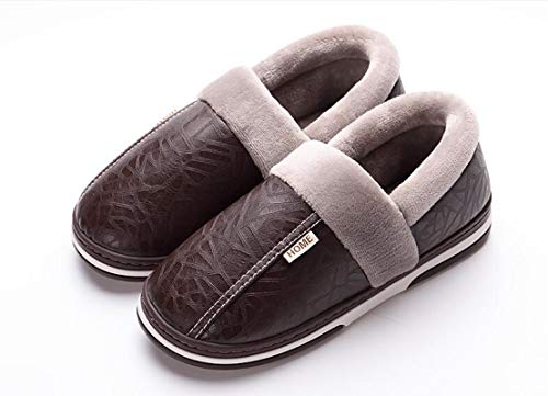 Home Slippers for men, Men's Soft Slippers, Massage Memory foam Winter Indoor slippers, Adult Male slippers leather Household Shoes Size 45-49 13 Coffee