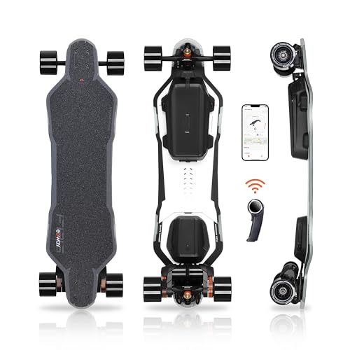 Exway Flex Paragon Electric Skateboard Longboard with Rexus Remote, Bifrost 2.0 Lighting System, Top Speed of 31 Mph, 25miles Range, Elastic Composite Deck, Electric Longboard for Adults & Youths