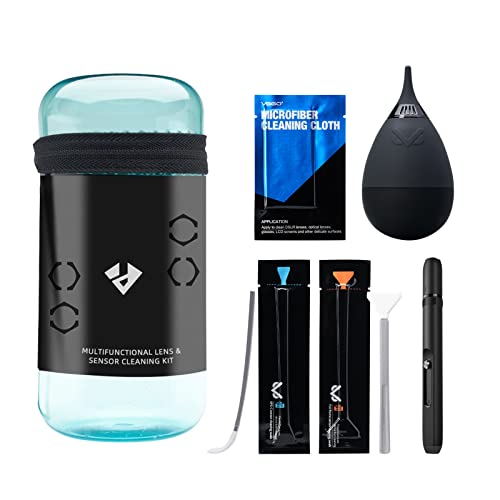 VSGO Professional Camera Cleaning Kit – for Canon, Nikon, Sony, DSLR & Mirrorless Cameras, Includes Lens Cleaning Pen, Air Blower, Sensor Swabs for Full Frame & APS-C, Microfiber Cloth