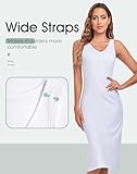 MANCYFIT Full Slip for Women Under Dress Slips Wide Straps Slip Dress Tank Top Underdress White Medium