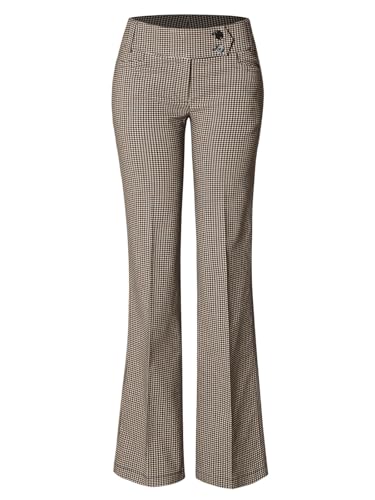 Design by Olivia Women's Plaid Millennium Trouser Bootcut Pants Slacks Navy/Brown Plaid M