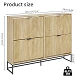 Jluomei Shoe Cabinet Storage for Entryway Slim Modern Shoe Rack Cabinet with 4 Flip Drawers Tipping Wooden Narrow Shoe Cabinet Freestanding Fluted Shoe Organizer for Living Room, Wood