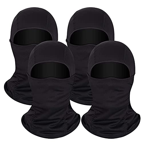 Valleycomfy 4PCS Balaclava Ski Mask Winter Face Mask Men Women UV Protection Hood Windproof Sun Hood Tactical Masks(Black)