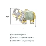 MORGAN & PAIGE .925 Sterling Silver 18K Gold Plated Genuine Jade Elephant Necklaces for Women - Jade Stone with Created White Sapphire Gold Necklace for Women Jewelry for Her, 18 inch