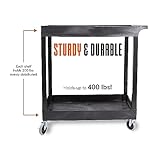 Stand Steady Original Tubstr 2 Shelf Utility Cart/Service Cart Supports up to 400 lbs. - Heavy-Duty Storage Cart for Garage, Warehouse, Kitchens, Plastic Tub Carts with Deep Shelves (Black, 32 x 18)