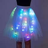 LED Tulle Skirt – Womens Multicolored LED Tutu Light Up Skirt for Rave, Festival, Party