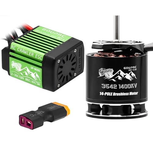 GOUPRC 80A Brushless Crawler ESC Electric Speed Controller Combo with S3542 1400KV Outrunner Brushless Crawler Motor Set with Upgrade for 1/10 1/12 RC Crawler Car