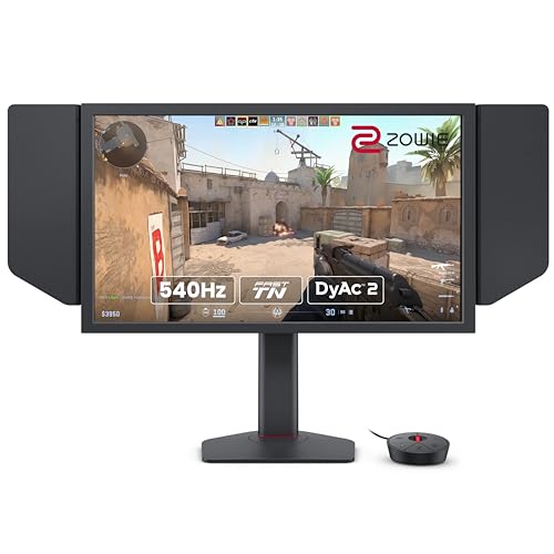 BenQ Zowie XL2586X | 24.1 | Fast TN 540Hz Gaming Monitor for Esports | Motion Clarity DyAc2 | 1080p | XL Setting to Share | Shielding Hood | New Industrial Grade Ball Bearing Height Adjustment