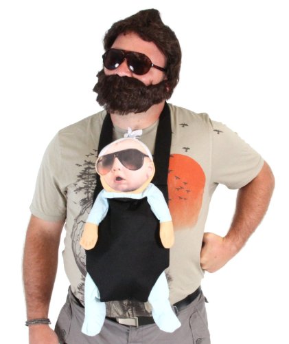 Costume Agent The Hangover Alan Costume with T- Shirt, Glasses, Baby Carrier, Wig, Beard and Mustache Halloween Cosplay