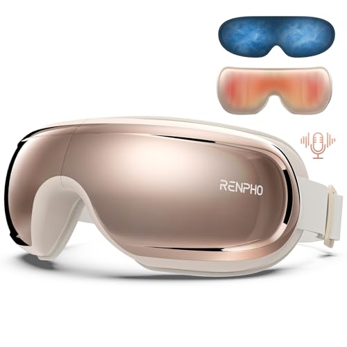 RENPHO Eye Massager with Heat and Cooling, Eyeris 3 Rosé Eye Massager FSA HSA for Migraine, Eye Sleep Mask with Voice Control & Ice Pack for Eye Care, Eye Strain, Stye Eye, Birthday Gifts for Women