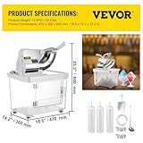 VEVOR 110V Commercial Ice Crusher 661LBS/H, ETL Approved 300W Electric Snow Cone Machine with Dual Blades, Stainless Steel Shaved Ice Machine with Safety On/Off Switch for Family, Restaurants, Bars