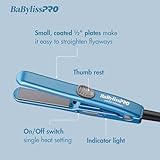 BaBylissPRO Nano Titanium Mini Flat Iron Hair Straightener, 0.5" Hair Straightener Iron for Touch Ups & All Hair Types, Perfect for Travel