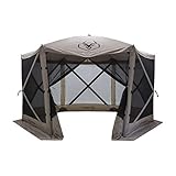 Gazelle Tents™, G6 6-Sided Portable Gazebo, Easy Pop-Up Hub Screen Tent, Waterproof, UV Resistant, 8-Person & Table, Desert Sand, 86" x 124" x 124", GG601DS