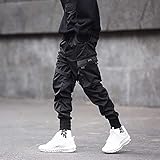 Niepce Inc Streetwear Mens Techwear Jogger Pants with Straps (Black-1, Large)