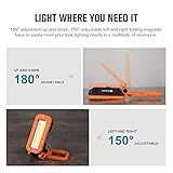 OLIGHT Swivel Pro COB Work Light, 1100 Lumens LED Rechargeable Flashlight, Magnetic Base and Hanging Hook, 180° Rotate and 150° Swivel Handy for Car Repair, Grill, Camping and Emergency Use (Orange)