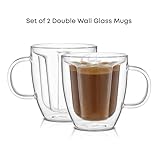 JoyJolt Disney Mickey Mouse 3D Coffee Cups 10oz. Glass Cups Set of 2 Insulated Double Wall Glass Coffee Cups with 3D Design. Insulated Coffee Cup Set. Unique Coffee Mugs, Espresso, and Disney Cups